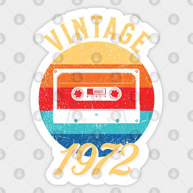 Vintage Year Since 1972 | Cassette | 50th Birthday Gift Sticker by jiromie